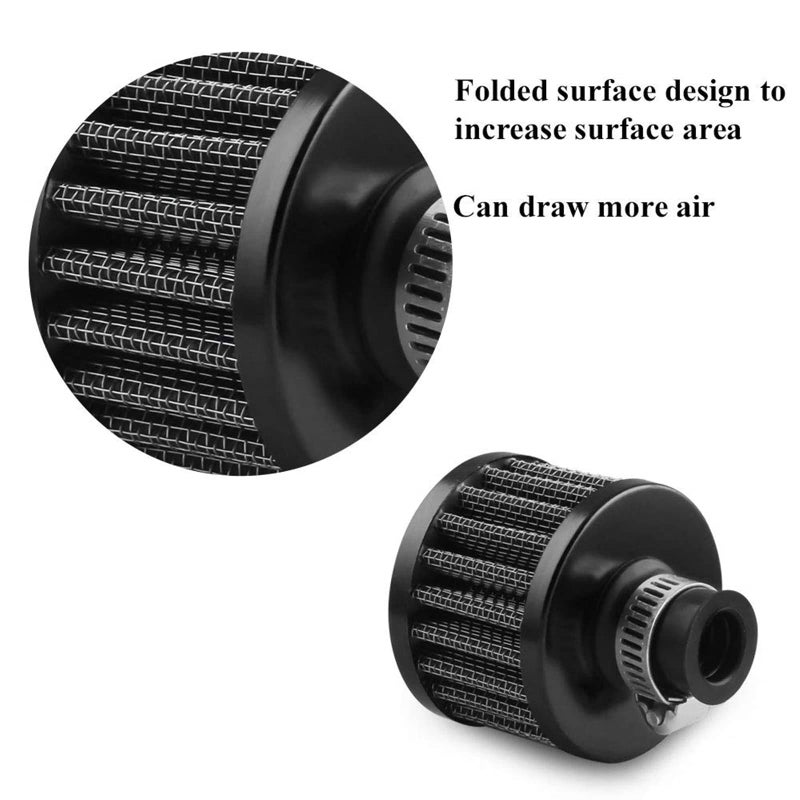 RYANSTAR RACING RYANSTAR 12mm Air Filter Cold Air Intake Filter Breather Turbo Vent Universal Air Intake Filter Cleaner Black Compatible with car and Motorcycle - Image 3